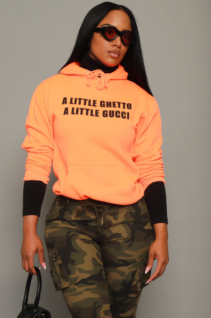 Gucci Gang Graphic Hooded Sweatshirt - Neon Orange - grundigemergencyradio