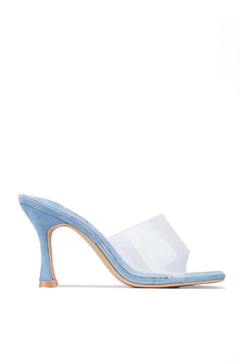 blue perspex heels
