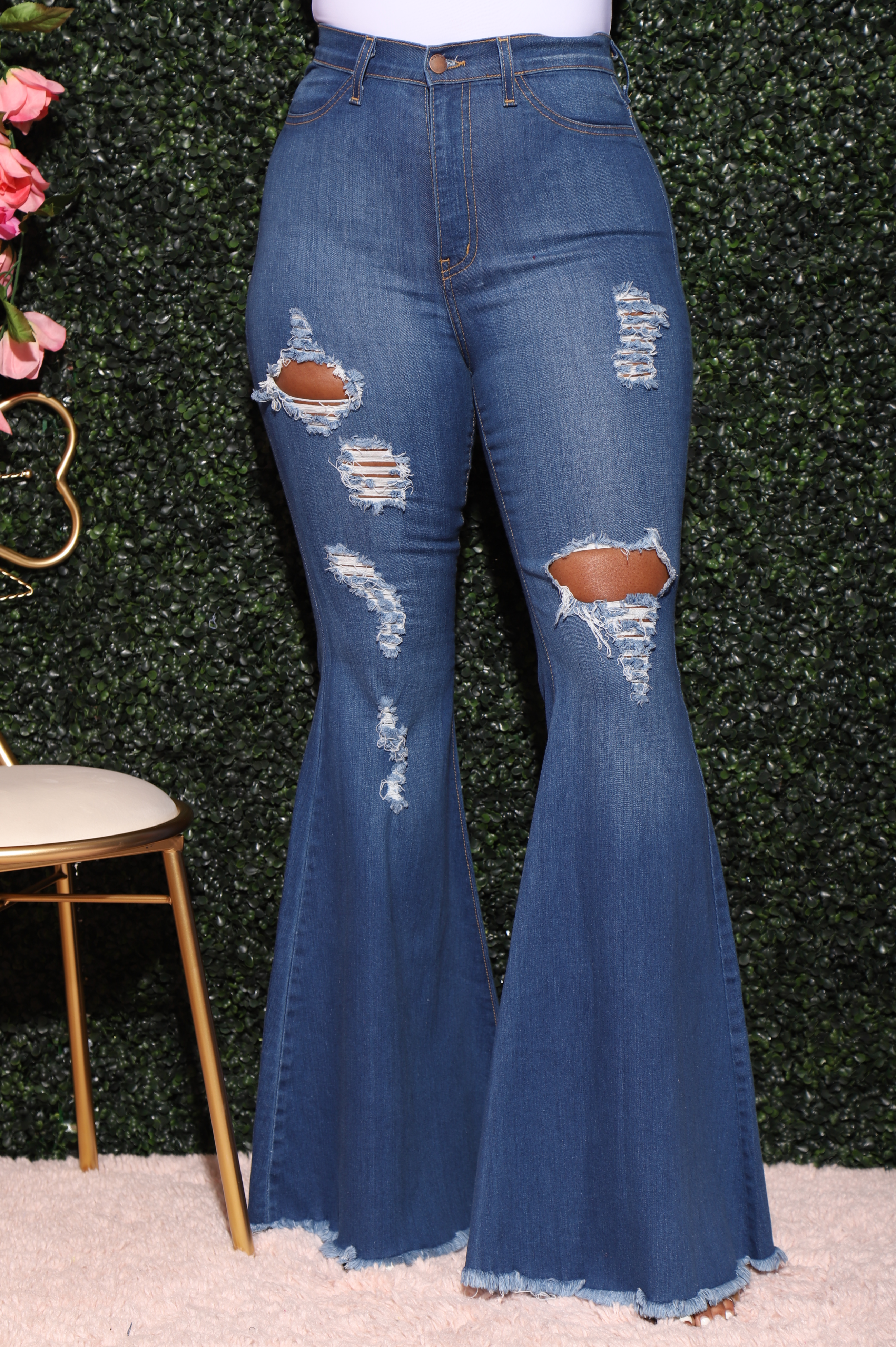 distressed bell bottom jeans