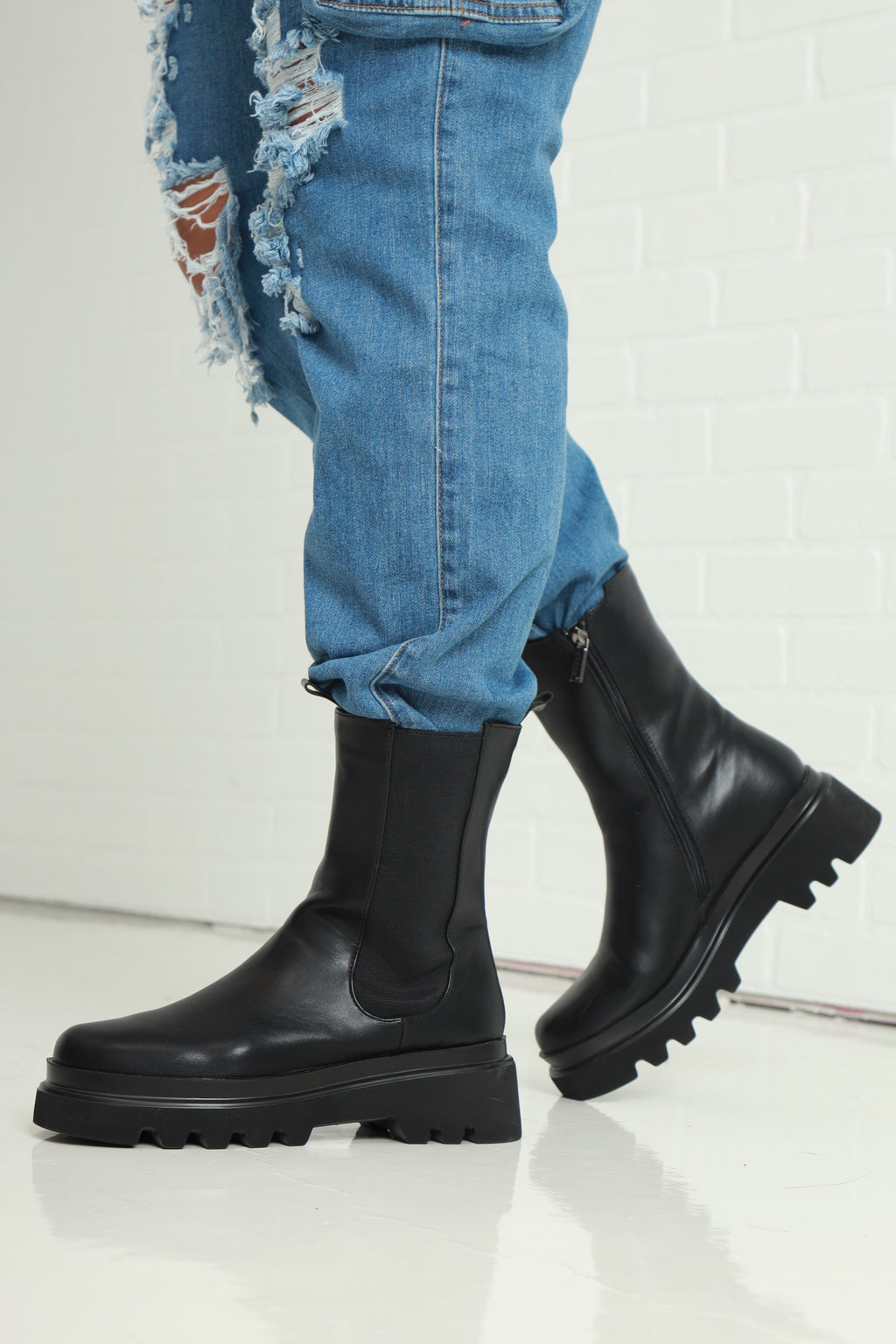 Set The Bar Faux Leather Ankle Boots - Black - grundigemergencyradio