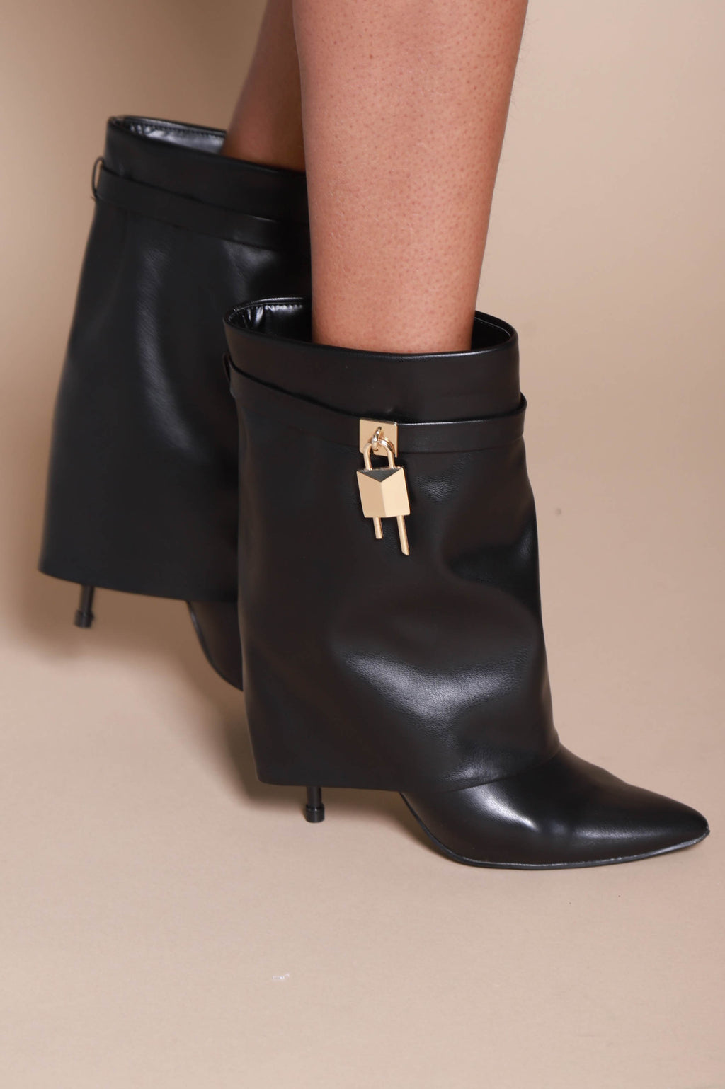 Say Yes Faux Leather High Heel Boot - Black - grundigemergencyradio