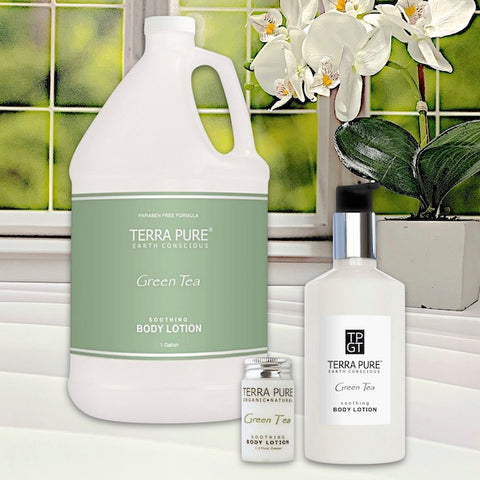 Terra Pure Green Tea Hotel Lotion pour le corps de toilette en 3 tailles | GuestOutfitters.com