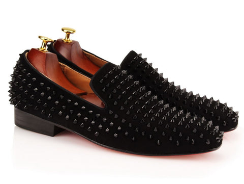 black studded mens loafers