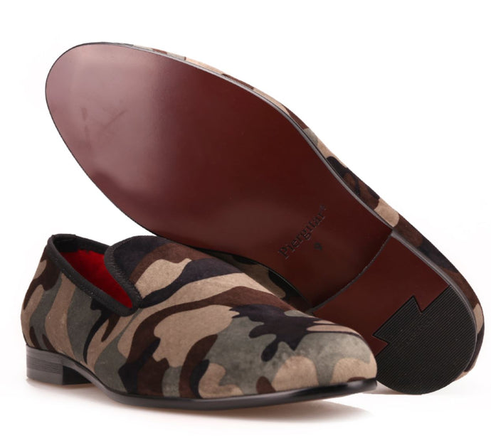 Army Camouflage Velvet Loafers | Resso Roth