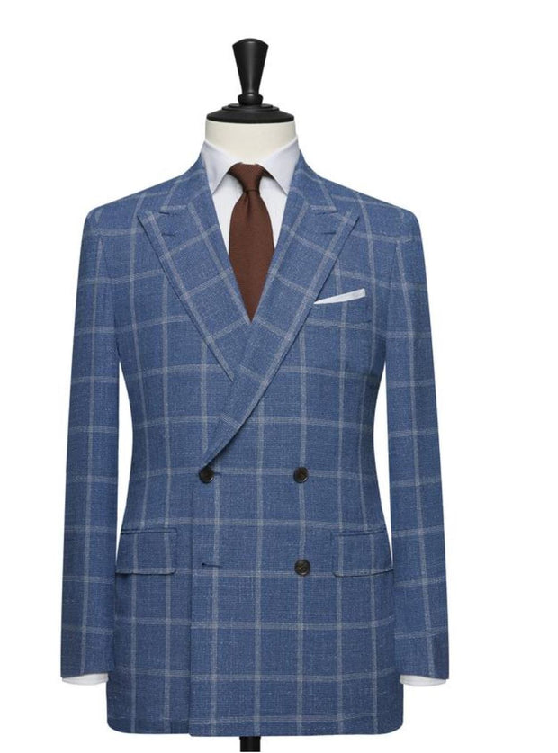 Blue Window-Pane Double Breasted Wide Lapel Suit – Resso Roth