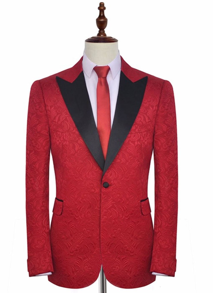Red Embroidered Wide Lapel Lapel Tuxedo | $599.00