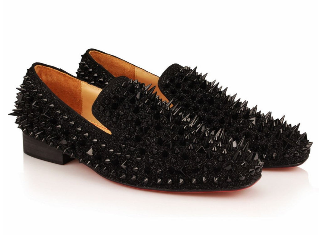 black loafers with spikes