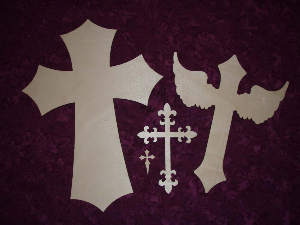 layered unfinished wood cross set 15