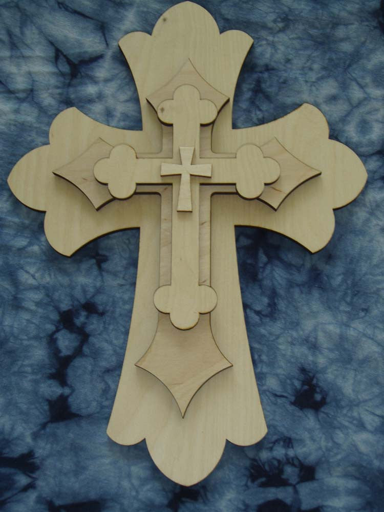 Layered Unfinished Wood Cross Set 15" Inch Tall LC15-165 