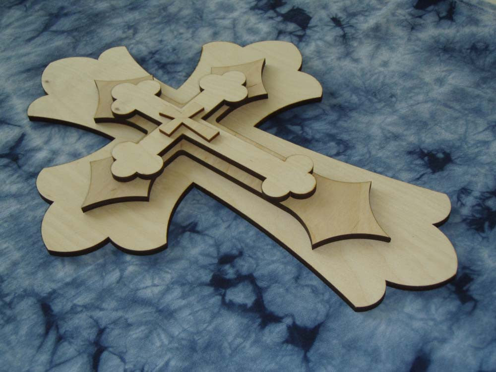 Layered Unfinished Wood Cross Set 15" Inch Tall LC15-165 