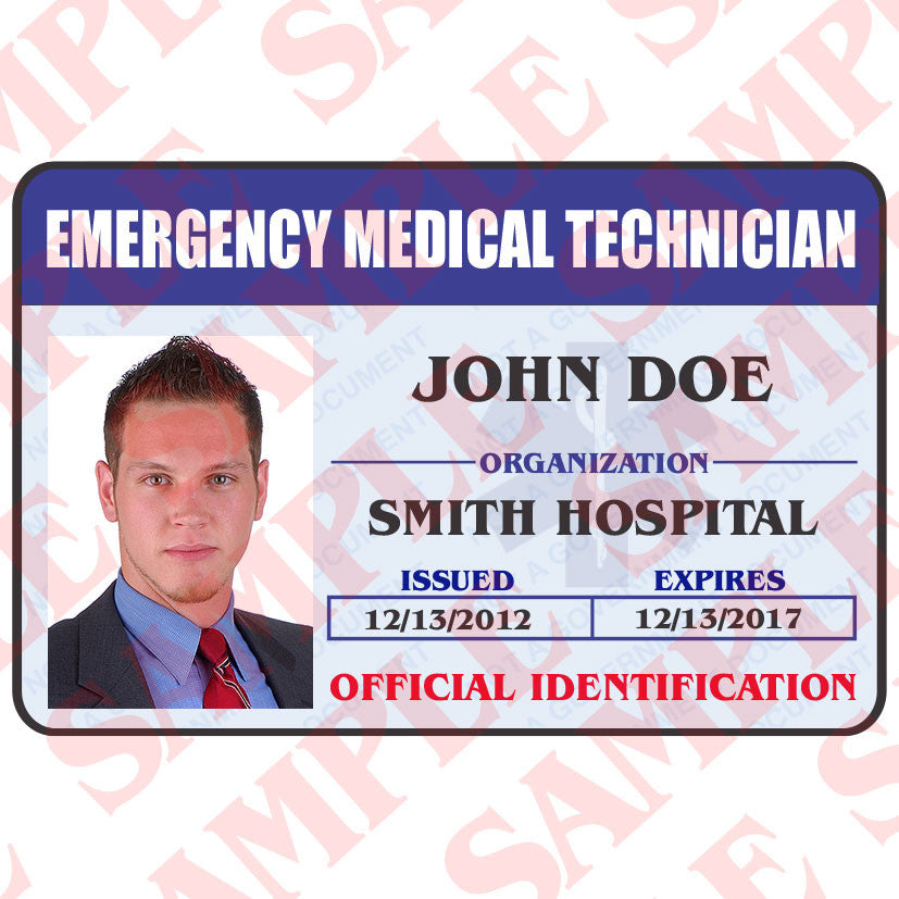 Emergency Medical Technician Custom ID  Card MaxArmory