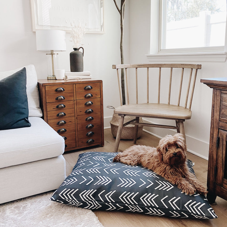 Modern Mud Cloth Black Dog Bed - The Foggy Dog