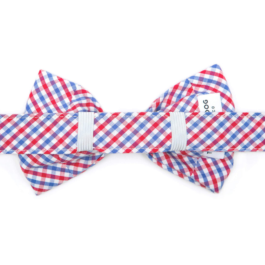 red white and blue bow tie dog collar