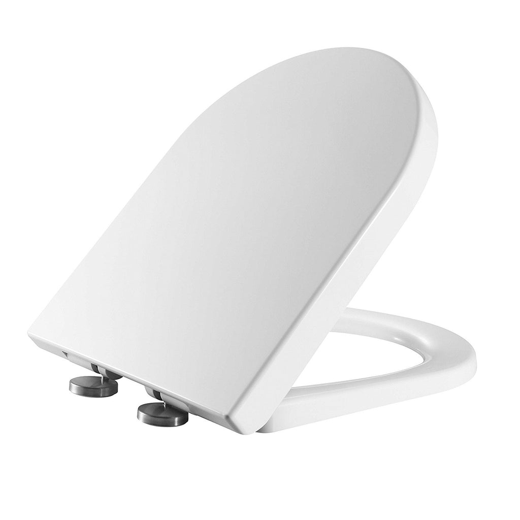 Toilet Seat Soft Close Quick Release D-Shaped White "UF" (Urea-Formald