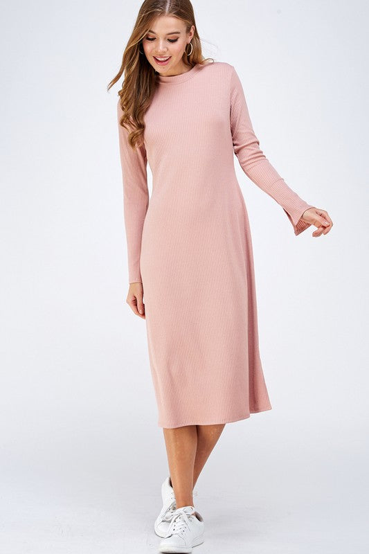 pink knitted midi dress