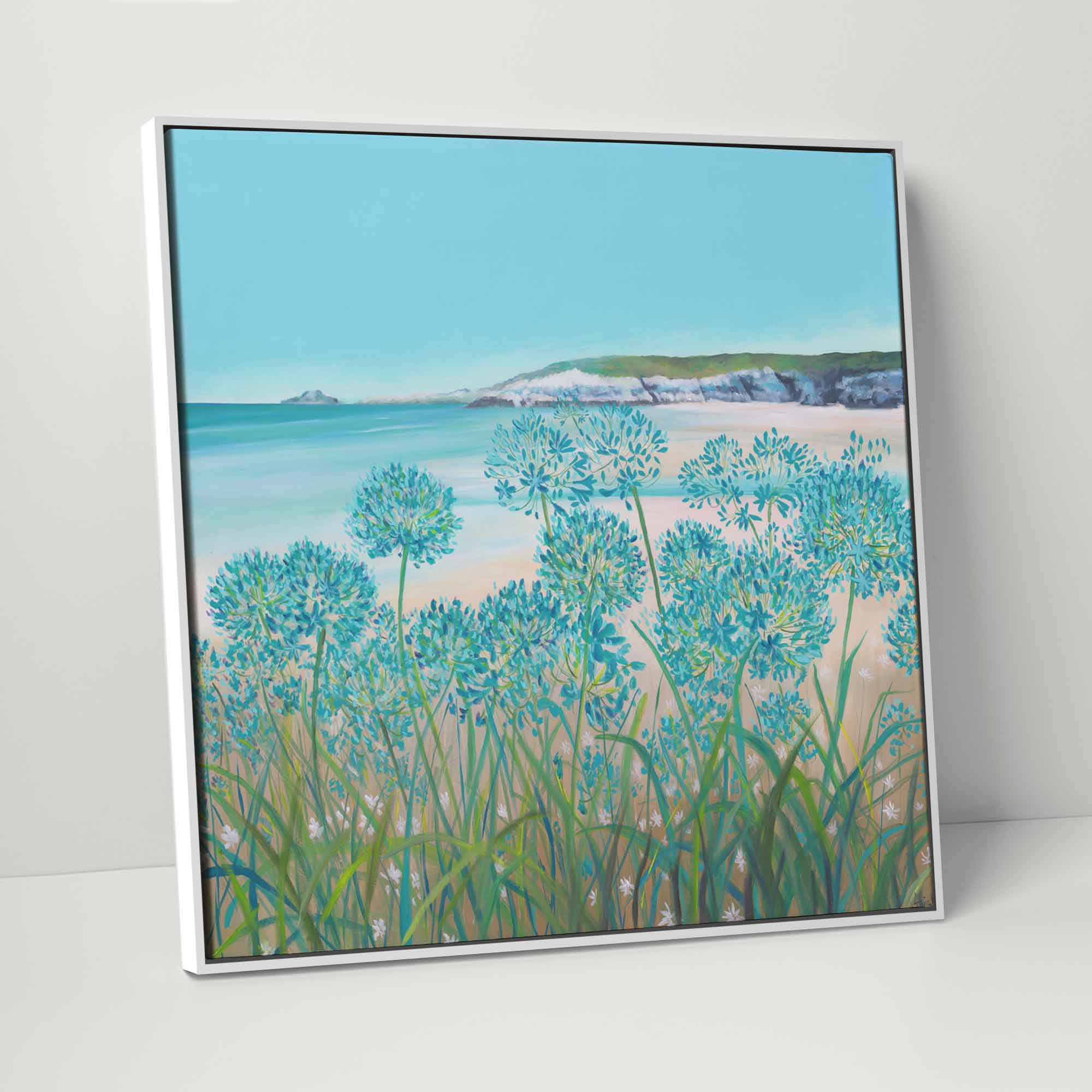 Agapanthus Beach Framed Canvas
