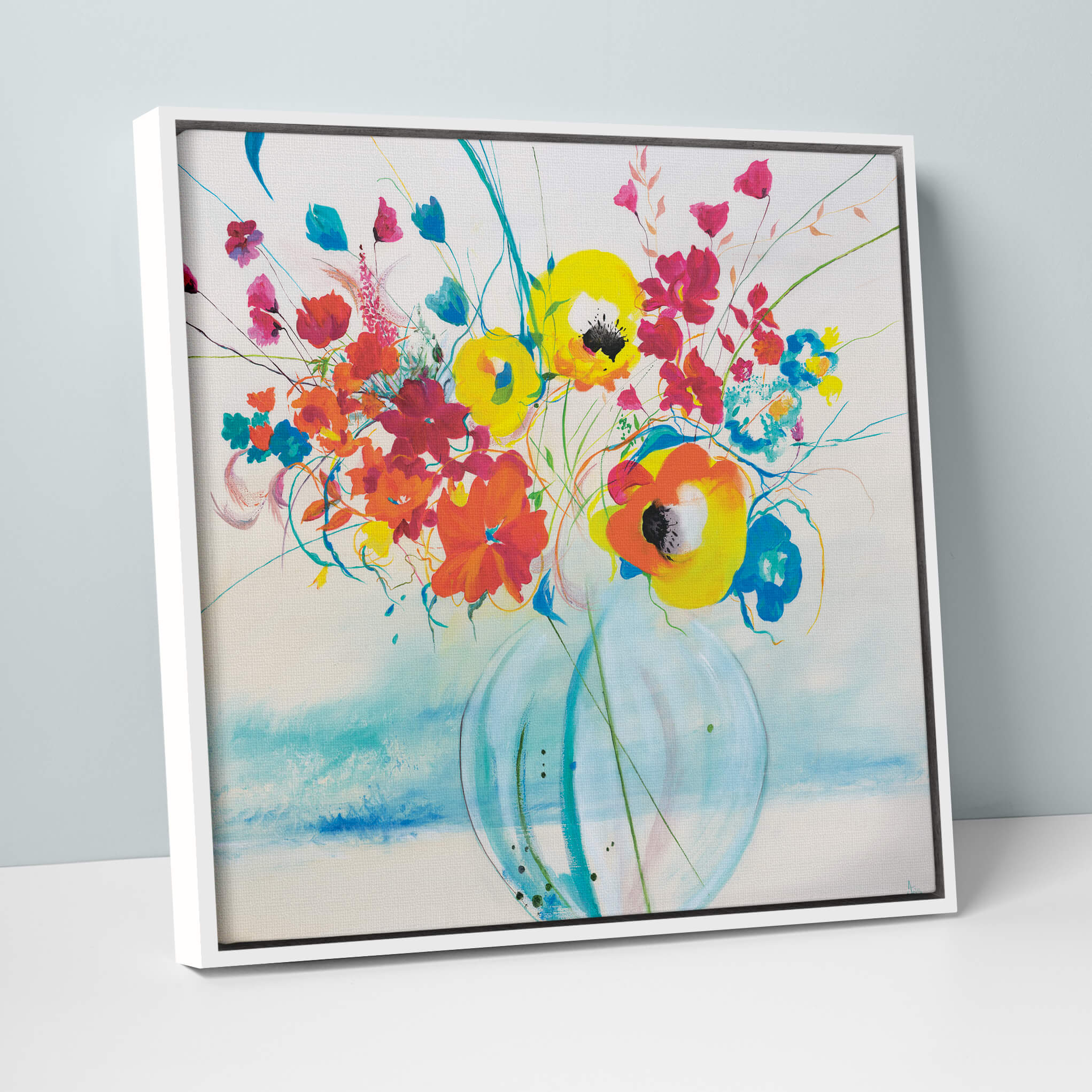 A Vase Of Nasturtiums Framed Canvas