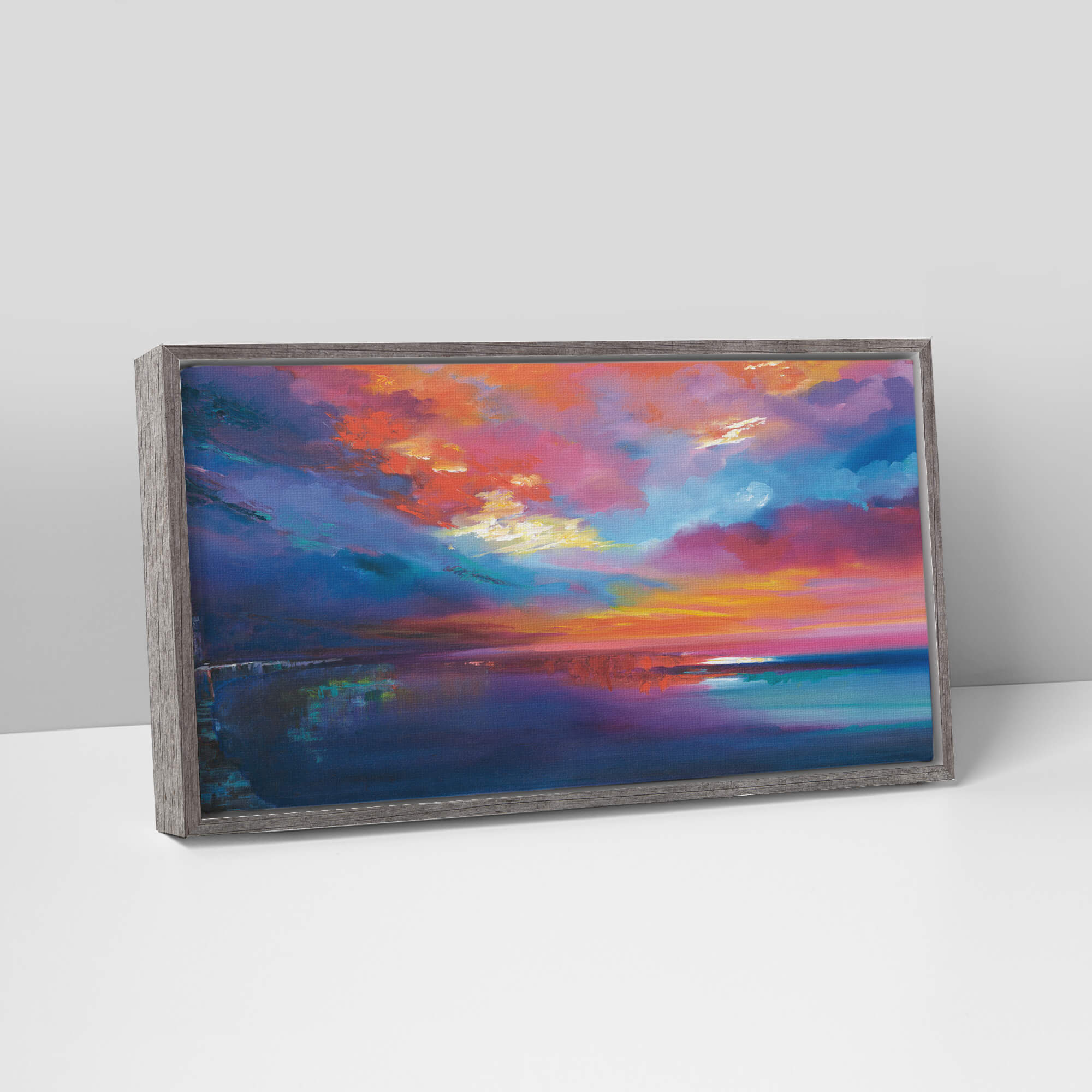 Porthleven Sunset Large Framed Canvas