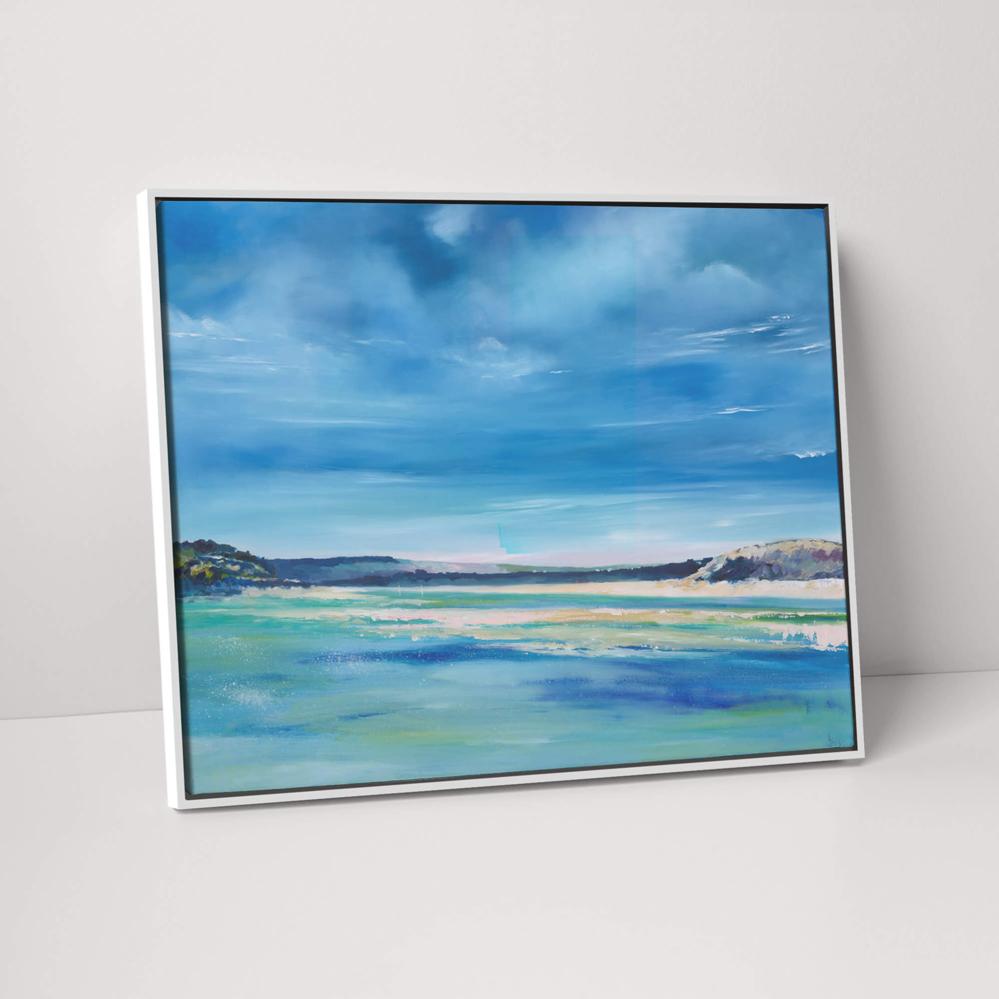 Blue Waters, Daymer Beach Framed Canvas