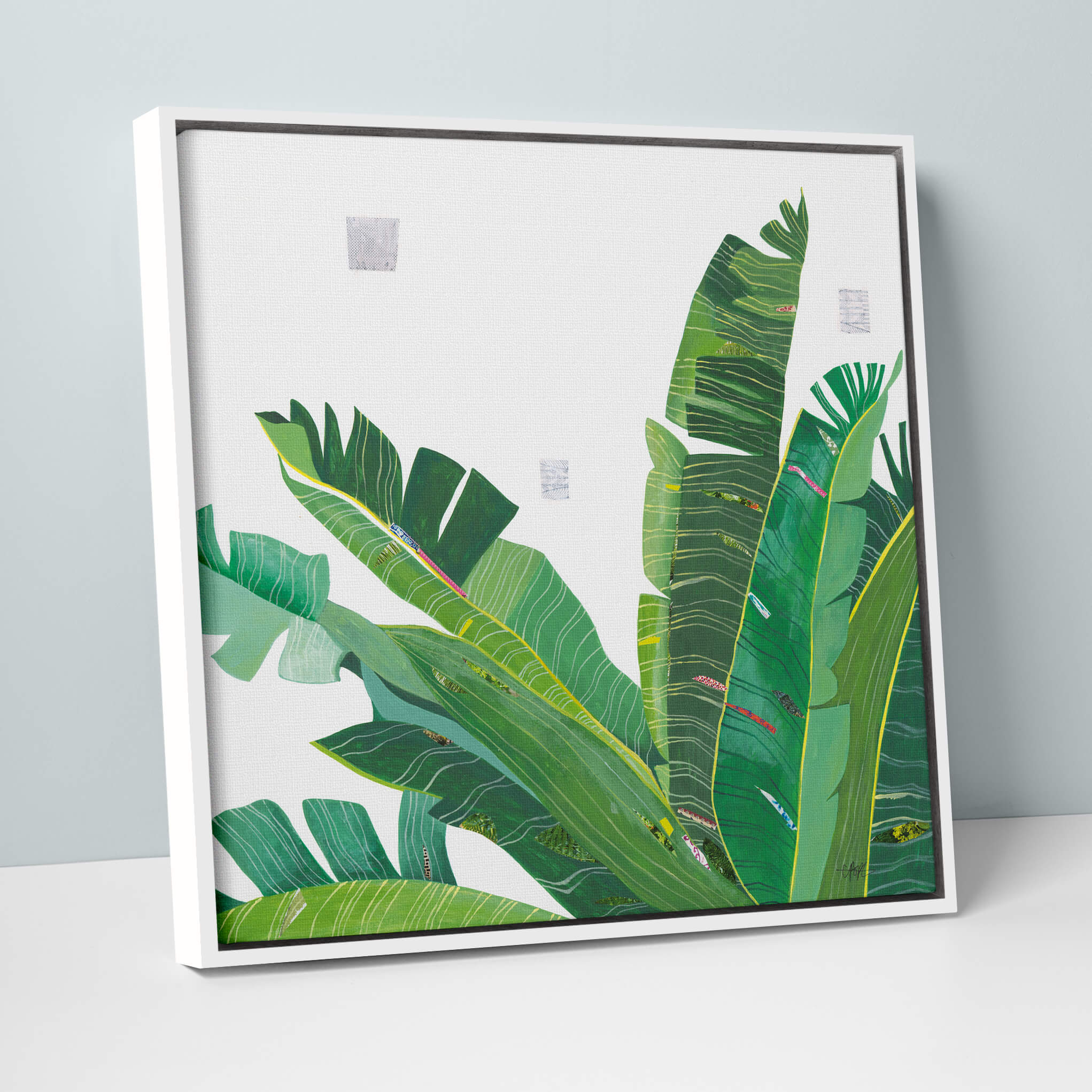 Variegated Greens Framed Canvas