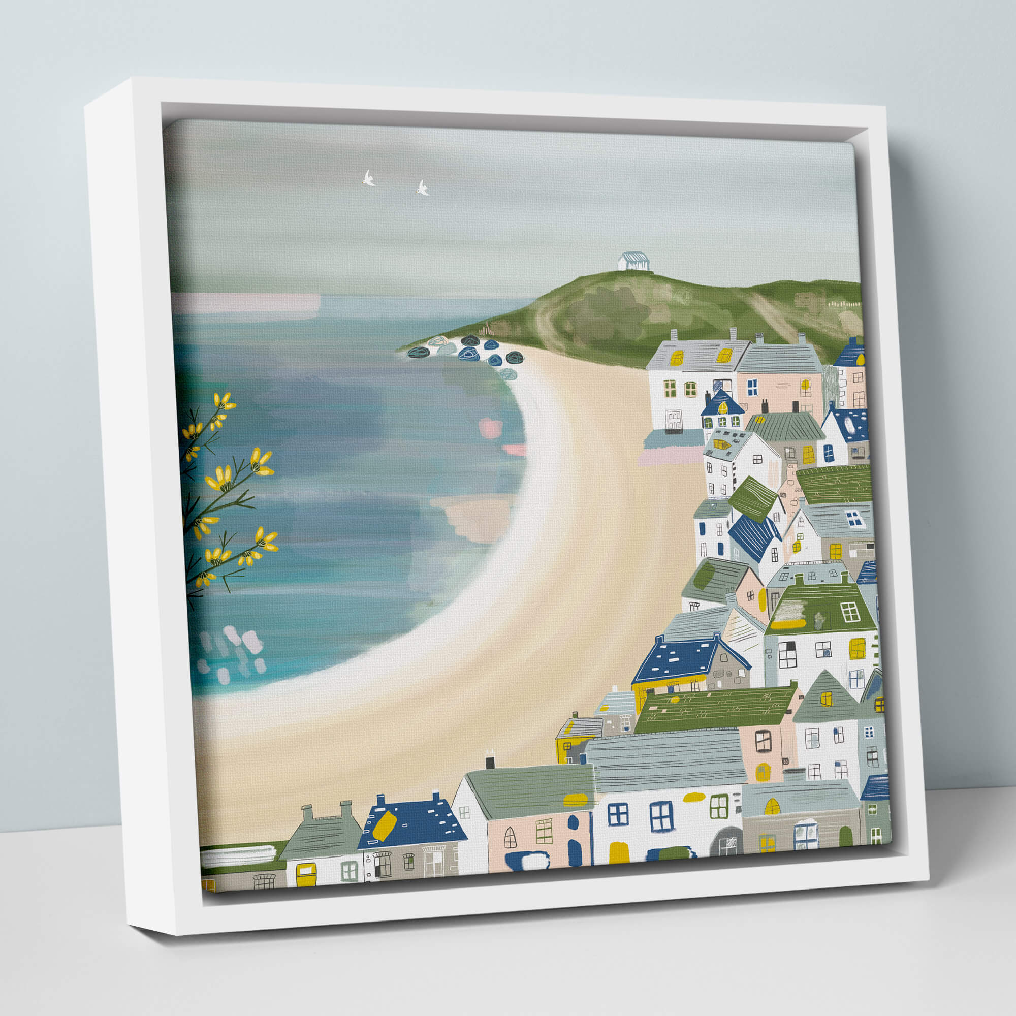 Steel Blues Porthmeor Small Framed Canvas