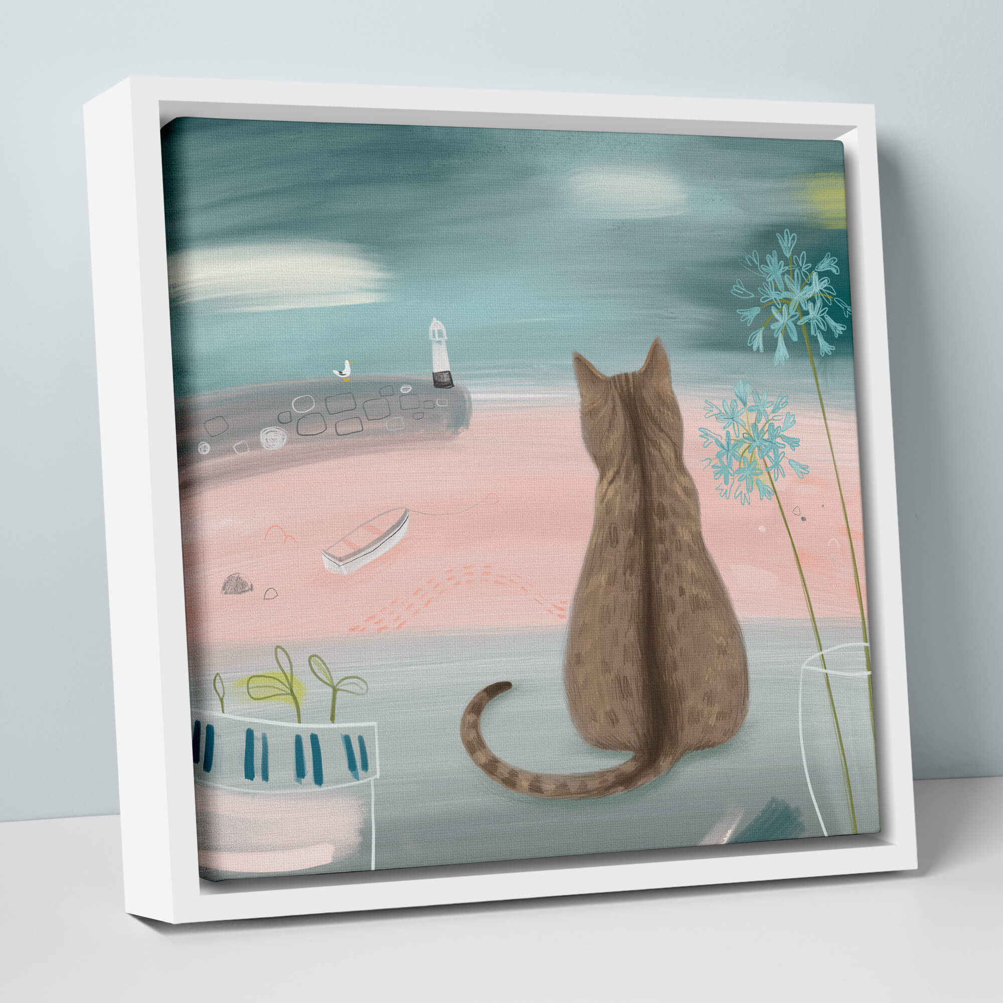 Watching St Ives Framed Canvas