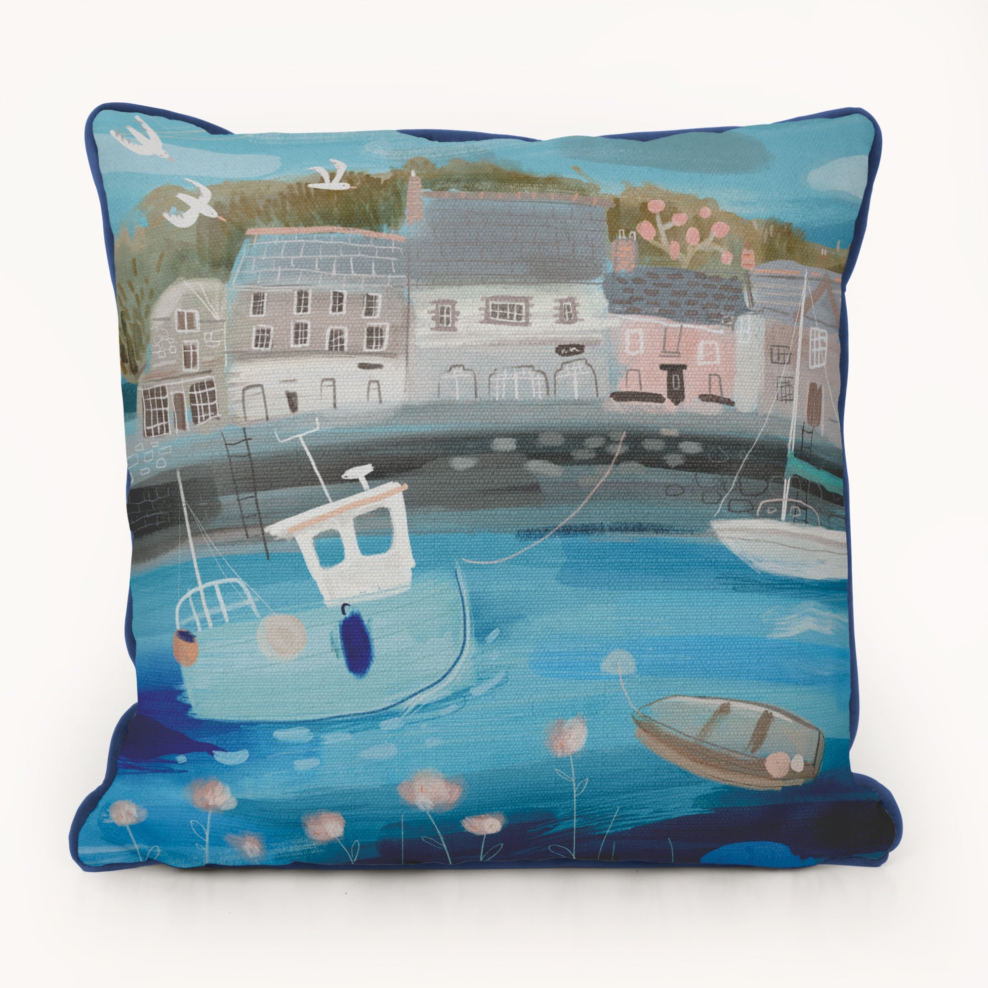 Padstow Harbour Boats Cushion