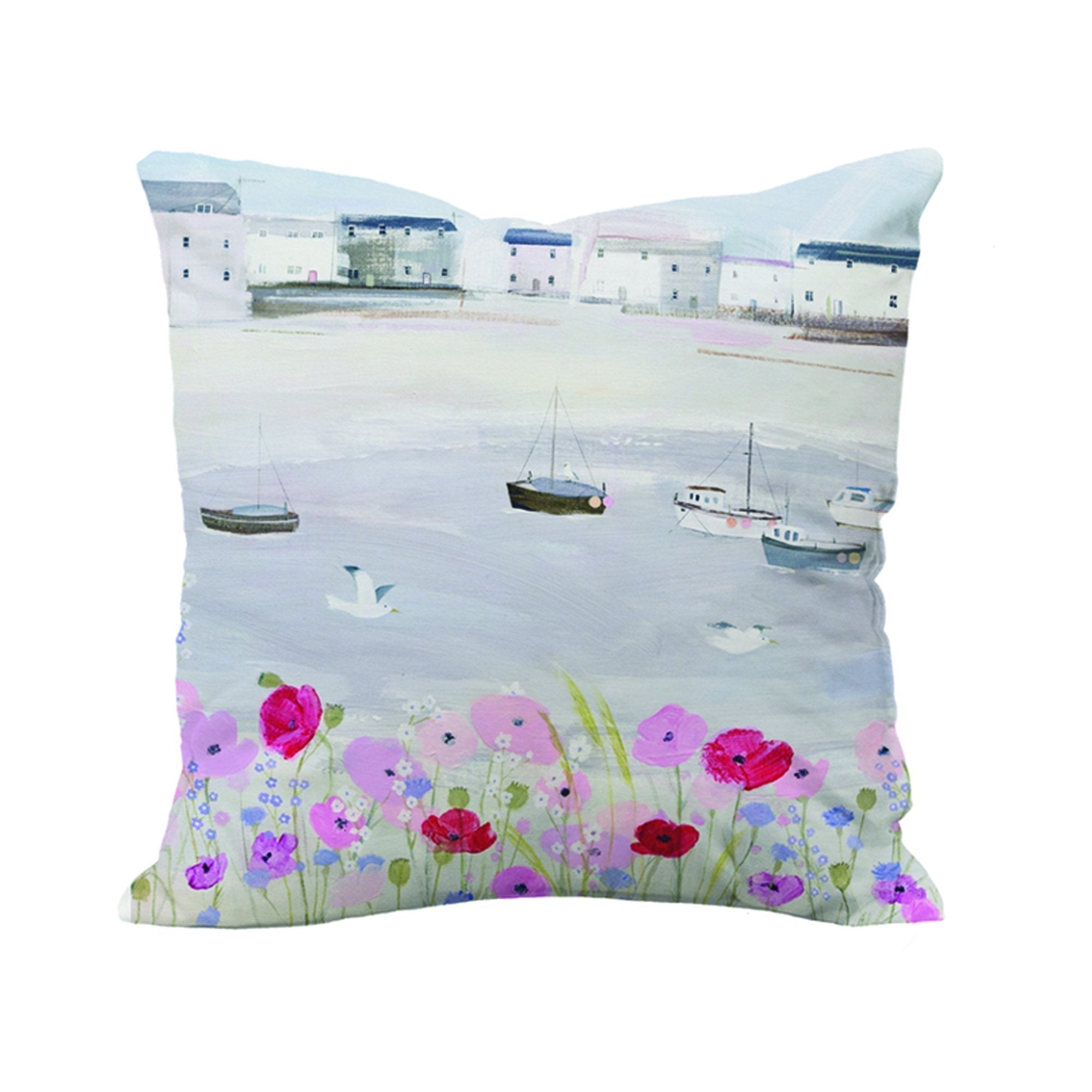 Sea Mist & Poppies Art Cushion