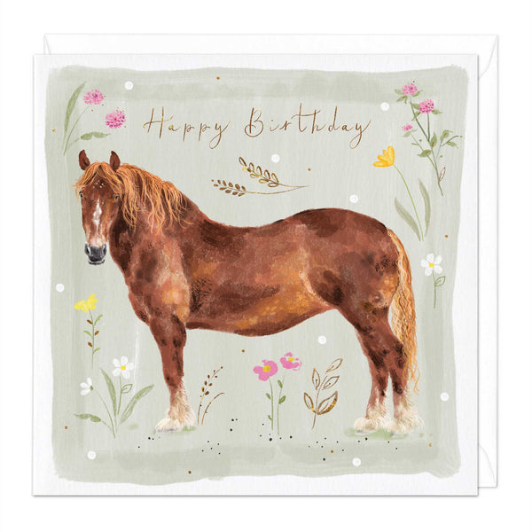 Suffolk punch horse birthday card
