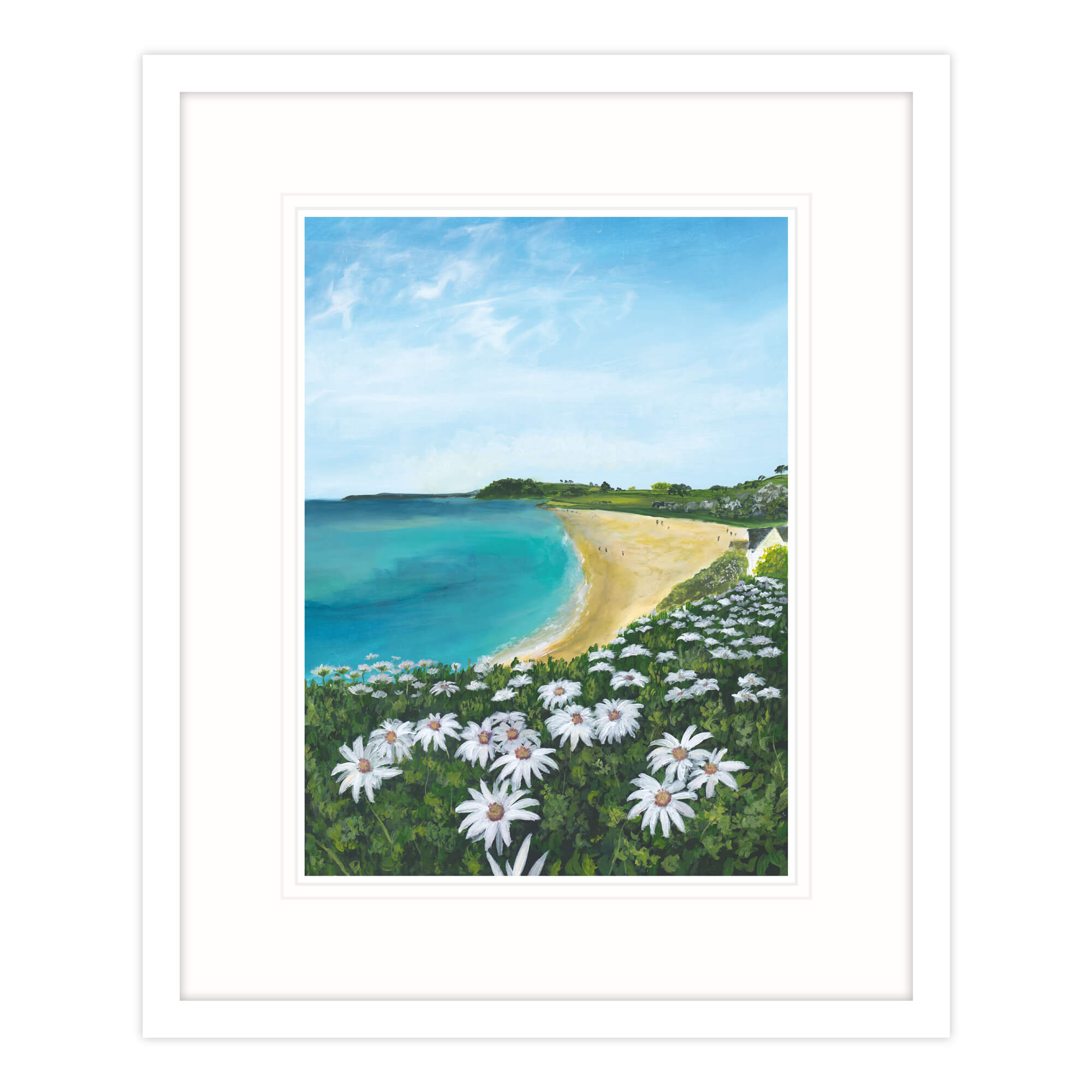 Daisies By The Sea Framed Print