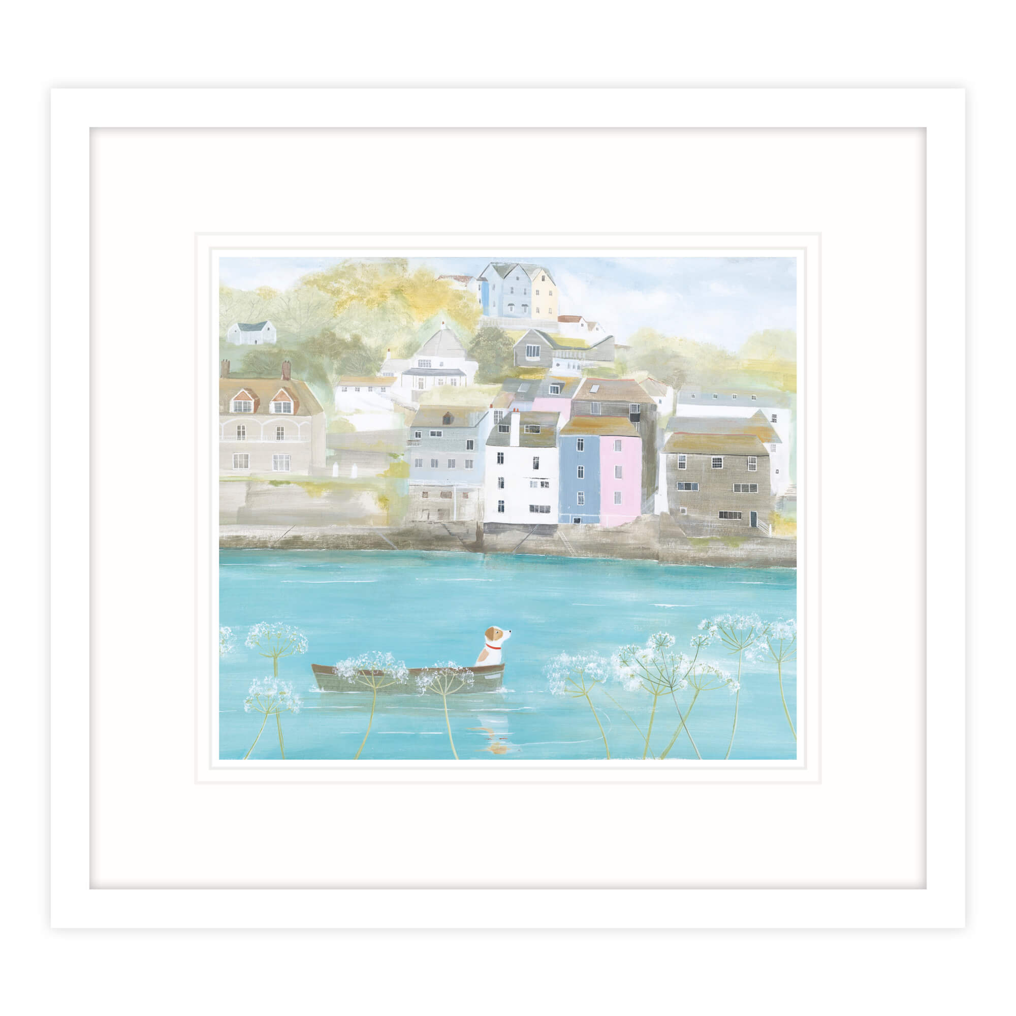 Boat And Daisies Framed Print