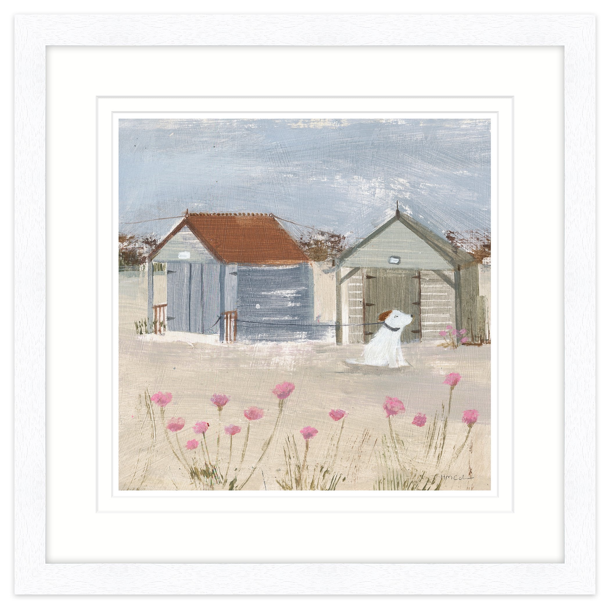 The Old Beach Huts Large Framed Print