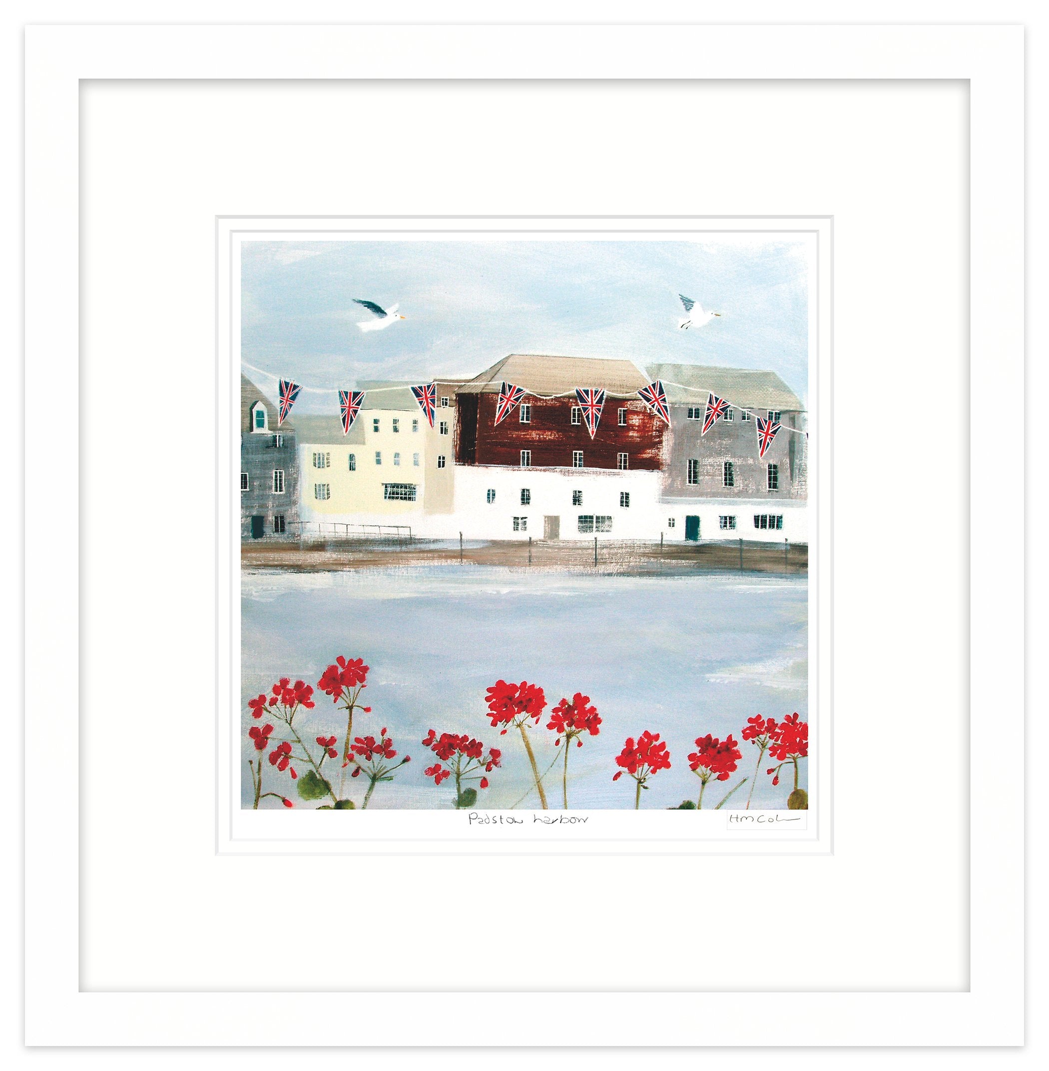 Padstow Harbour Bunting Small Framed Print