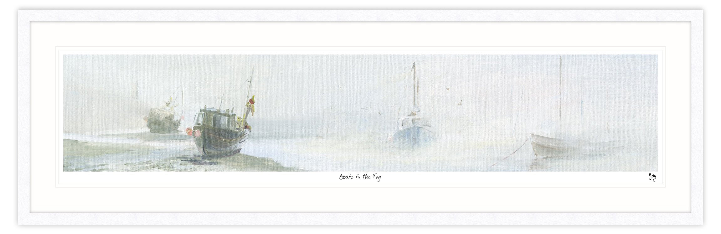 Boats In The Fog Framed Print