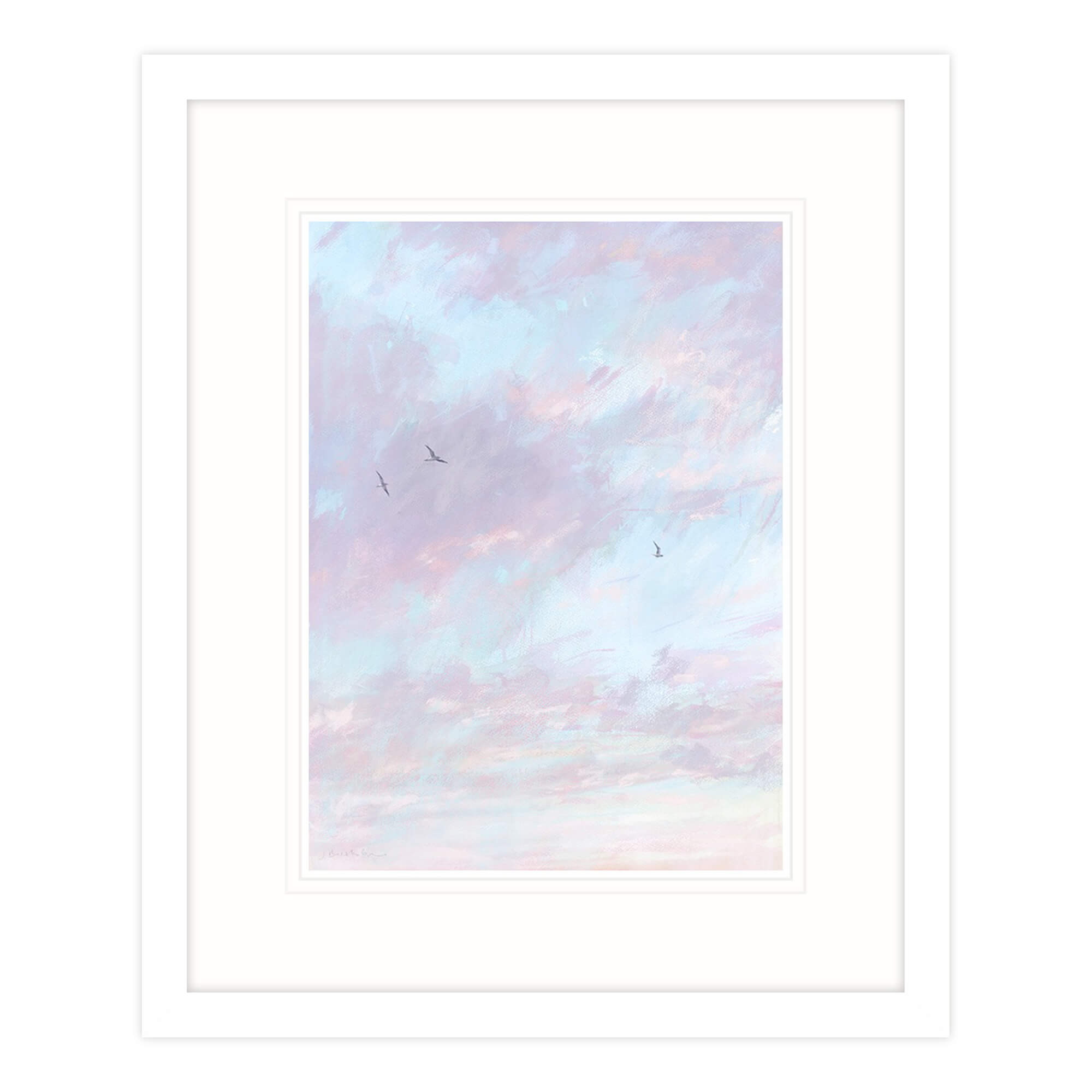 High Gulls, Pink Clouds Fr. Print