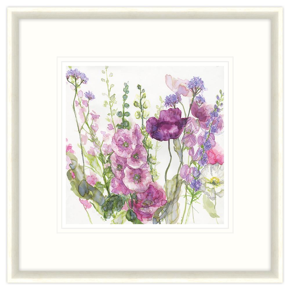 Hollyhocks And Poppies Framed Print