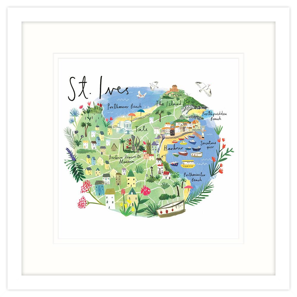 St Ives Map Framed Print
