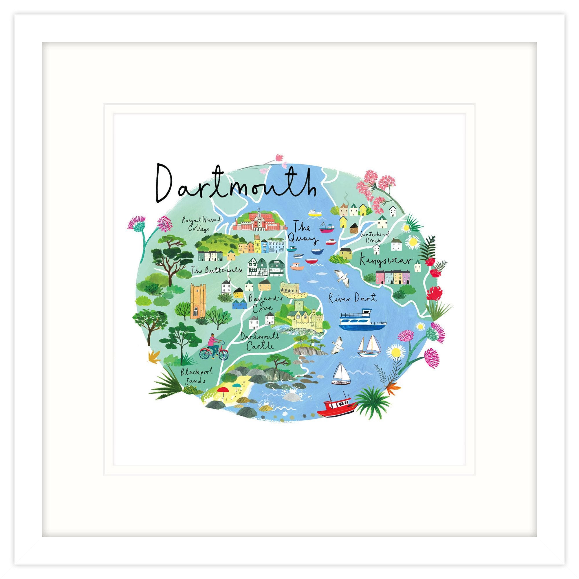 Dartmouth Art Map Large Framed Print