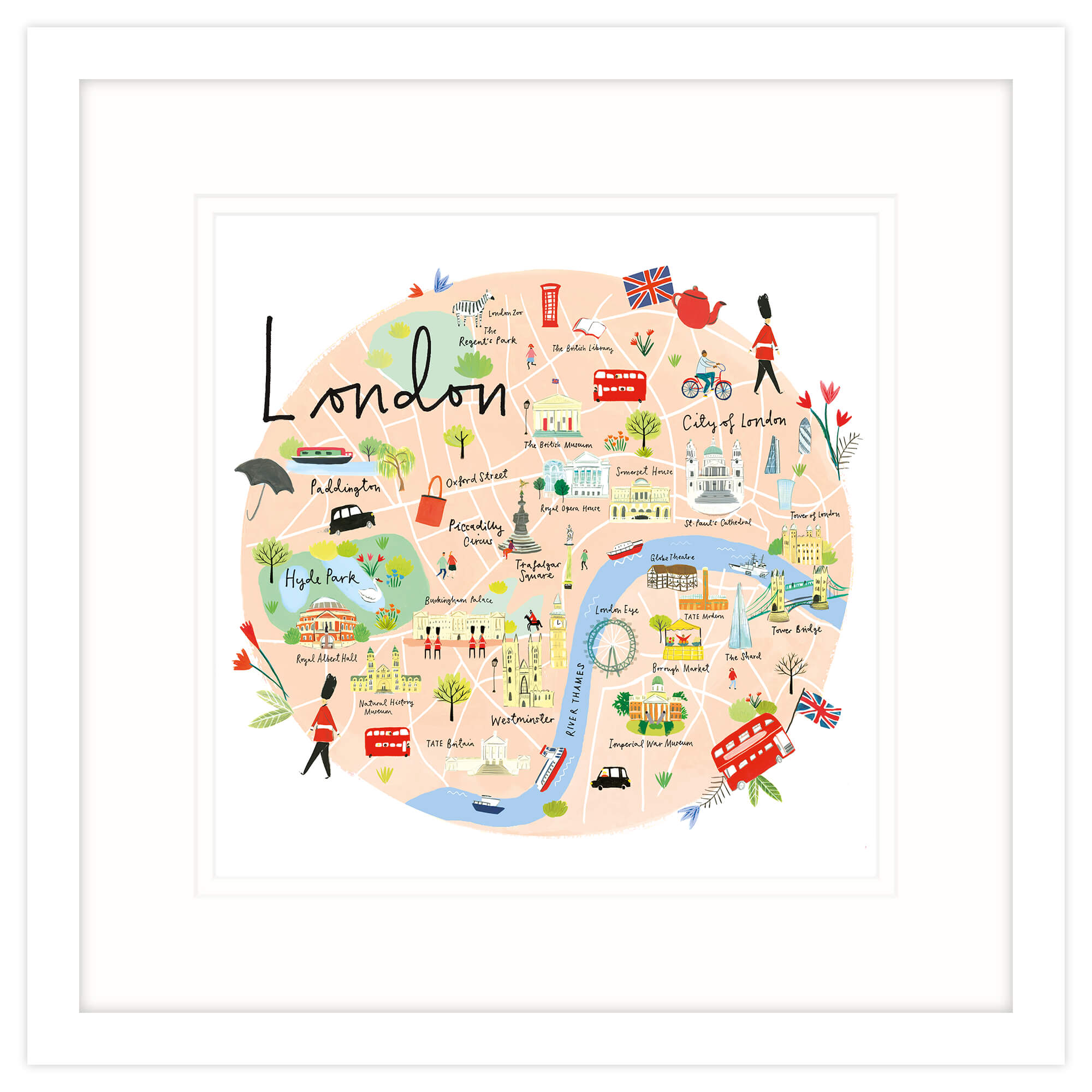 London Map Framed Print Medium