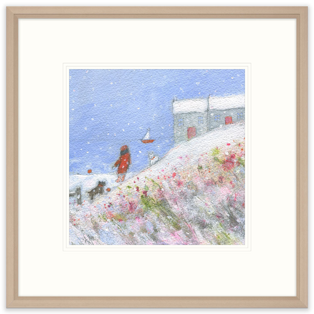 Snow By The Sea Framed Print