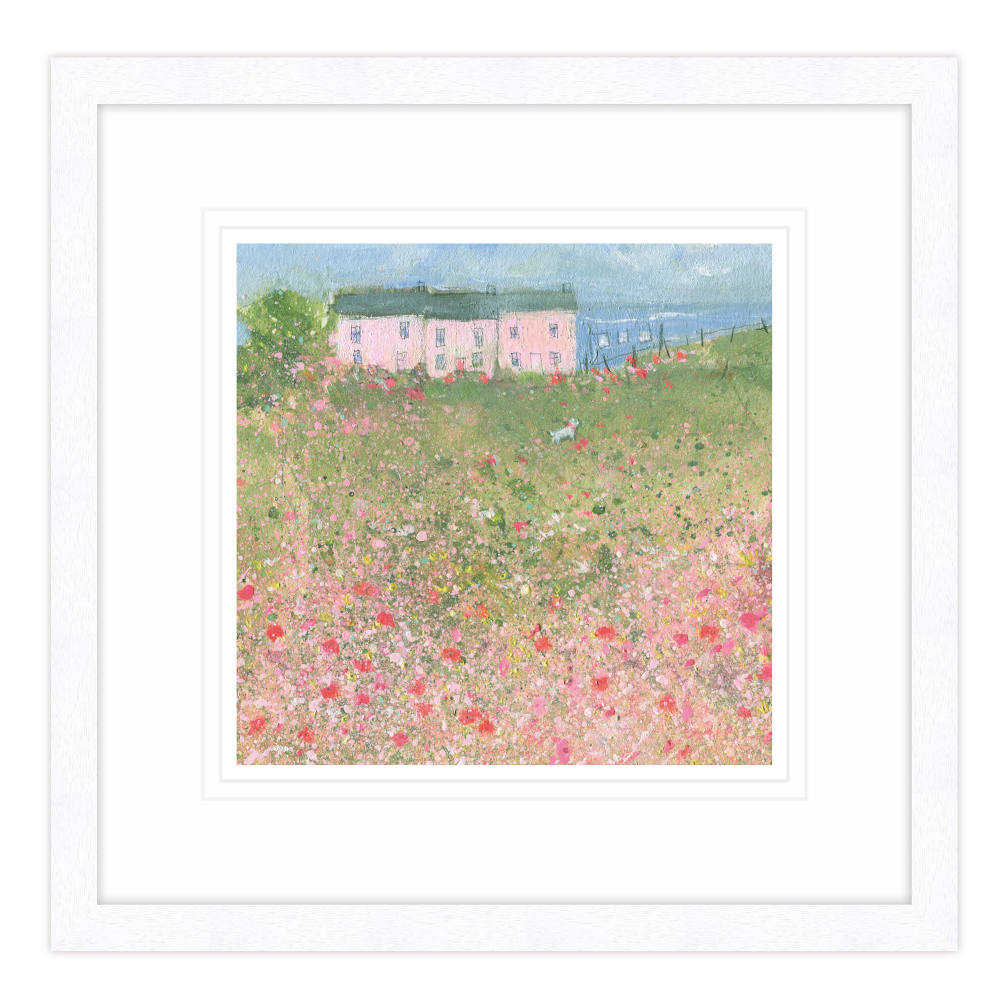 Pink Cottages Framed Print