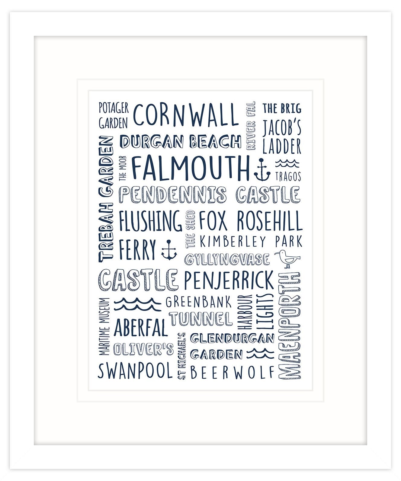 Falmouth Typography Framed Print