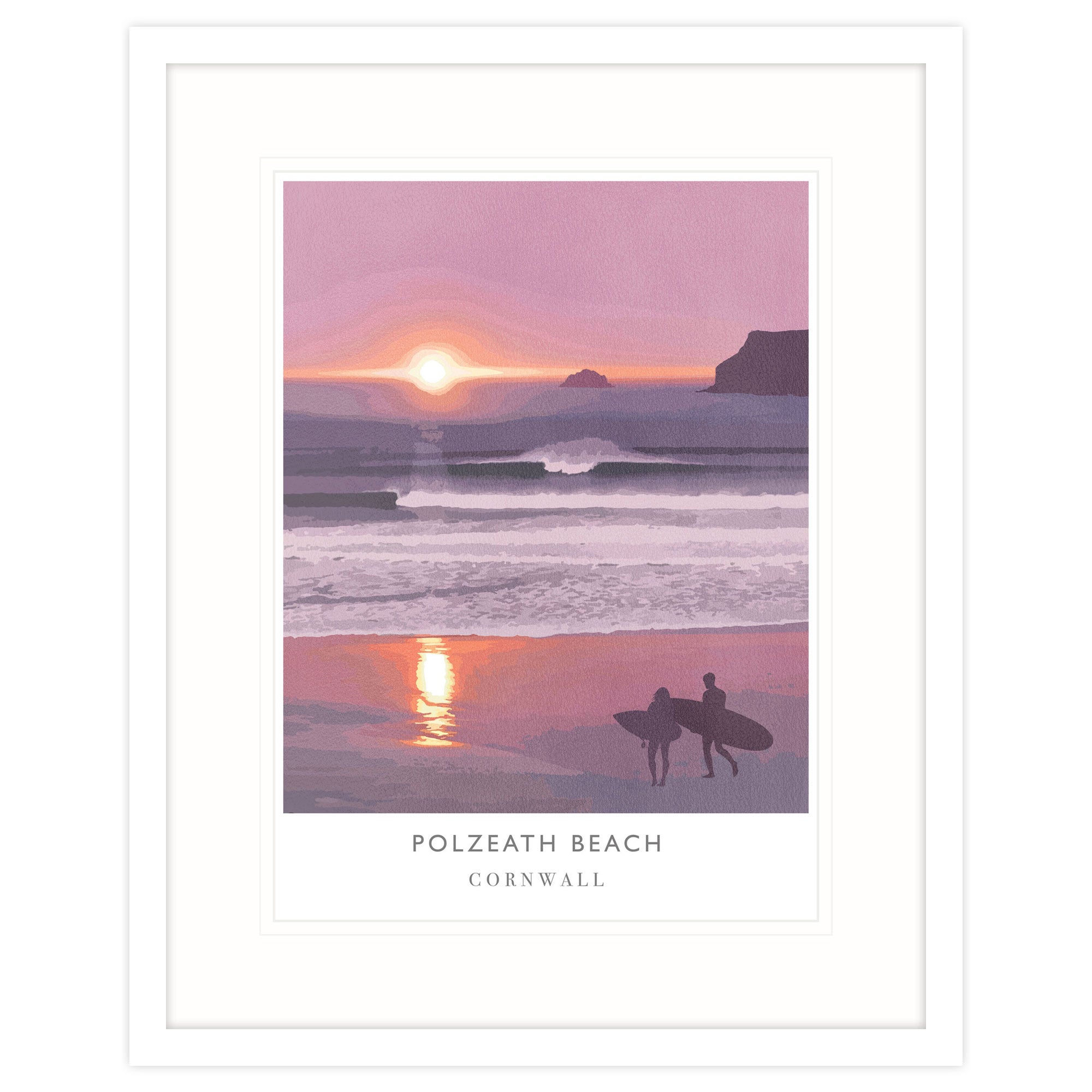 Polzeath Sunset Large Travel Framed Print