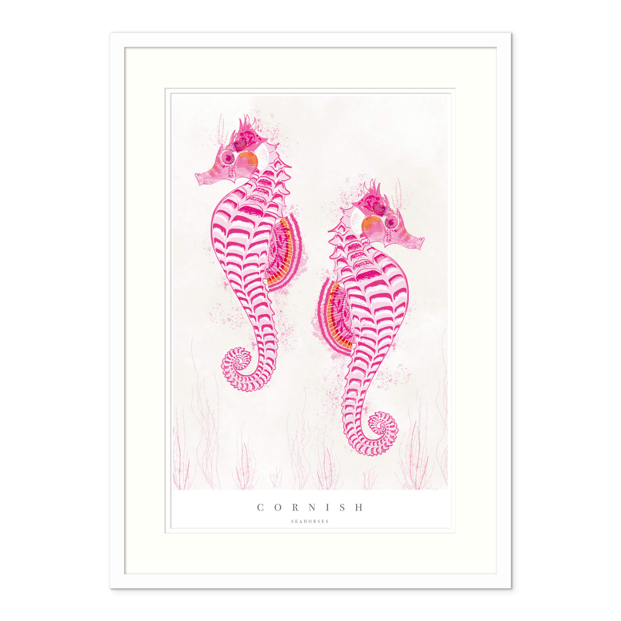 Cornish Seahorses Large Framed Print