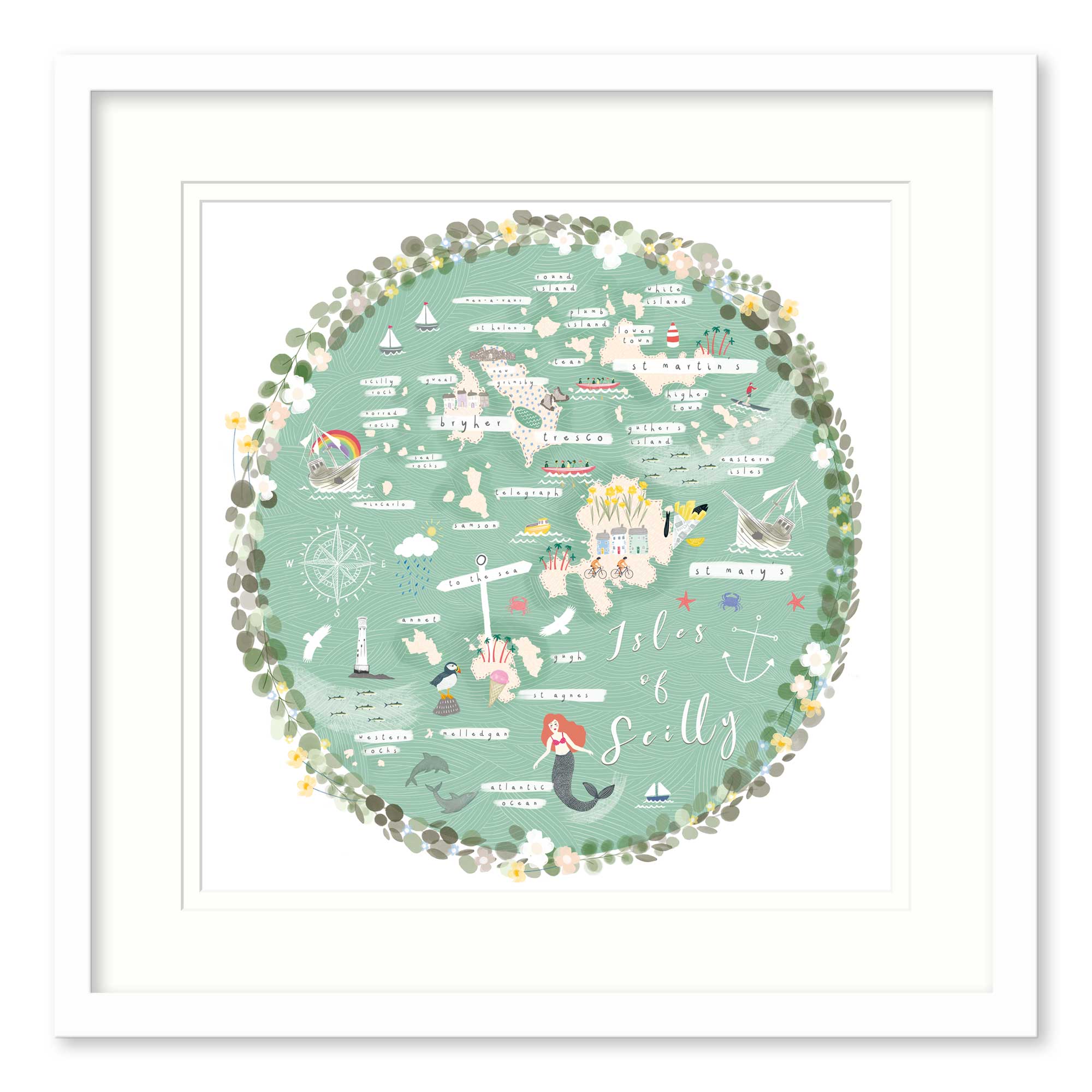 Isles Of Scilly Map Framed Print