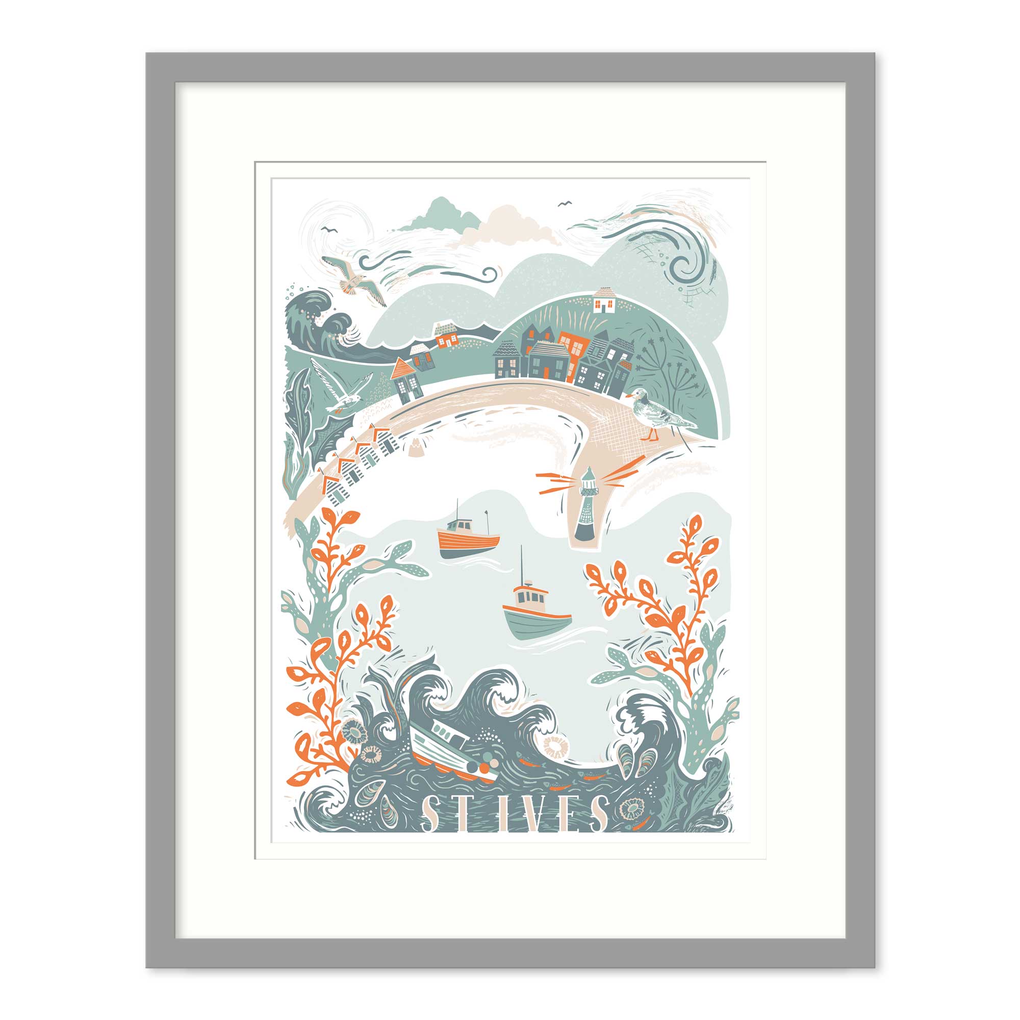 St Ives Lino Framed Print