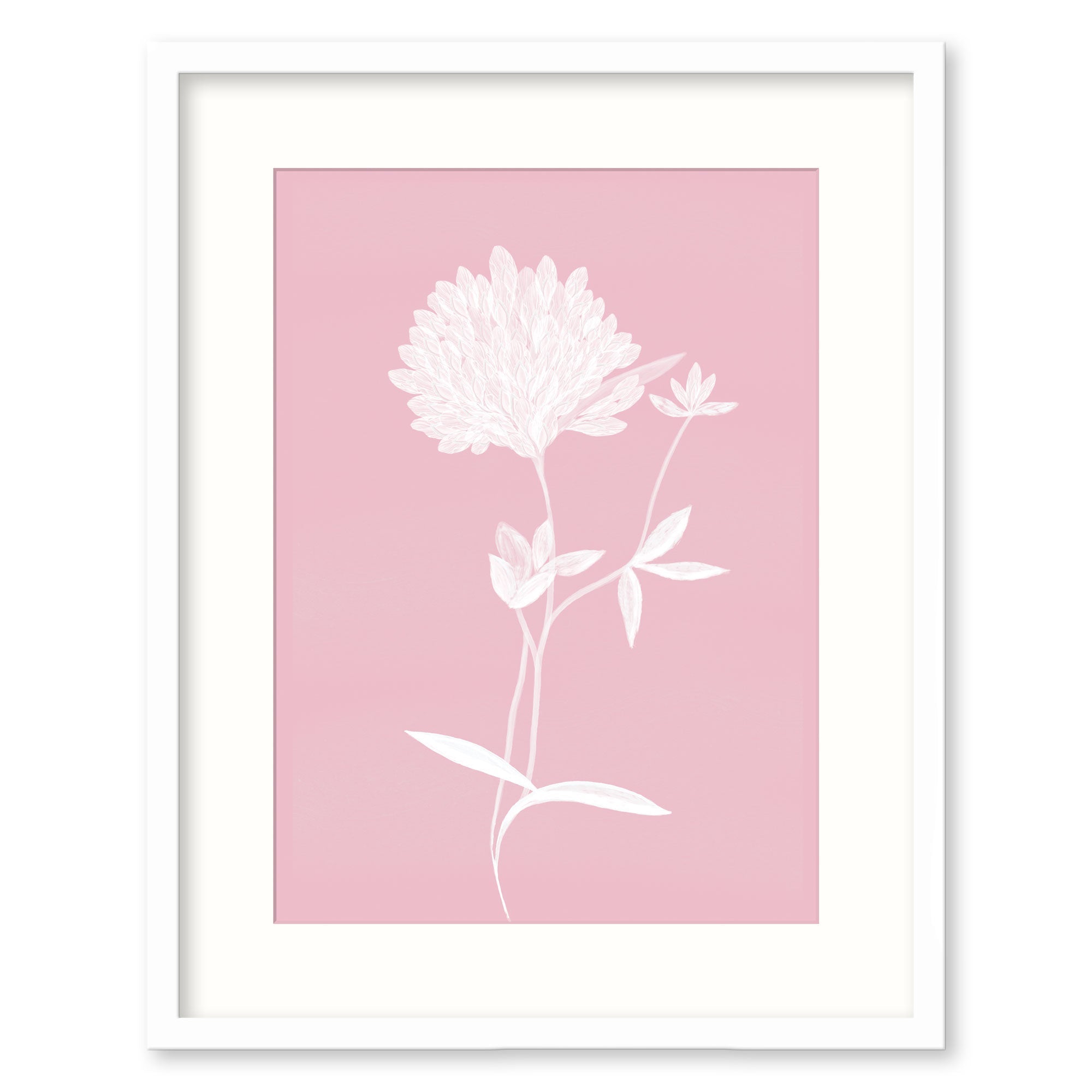 Pink Clover Small Framed Print