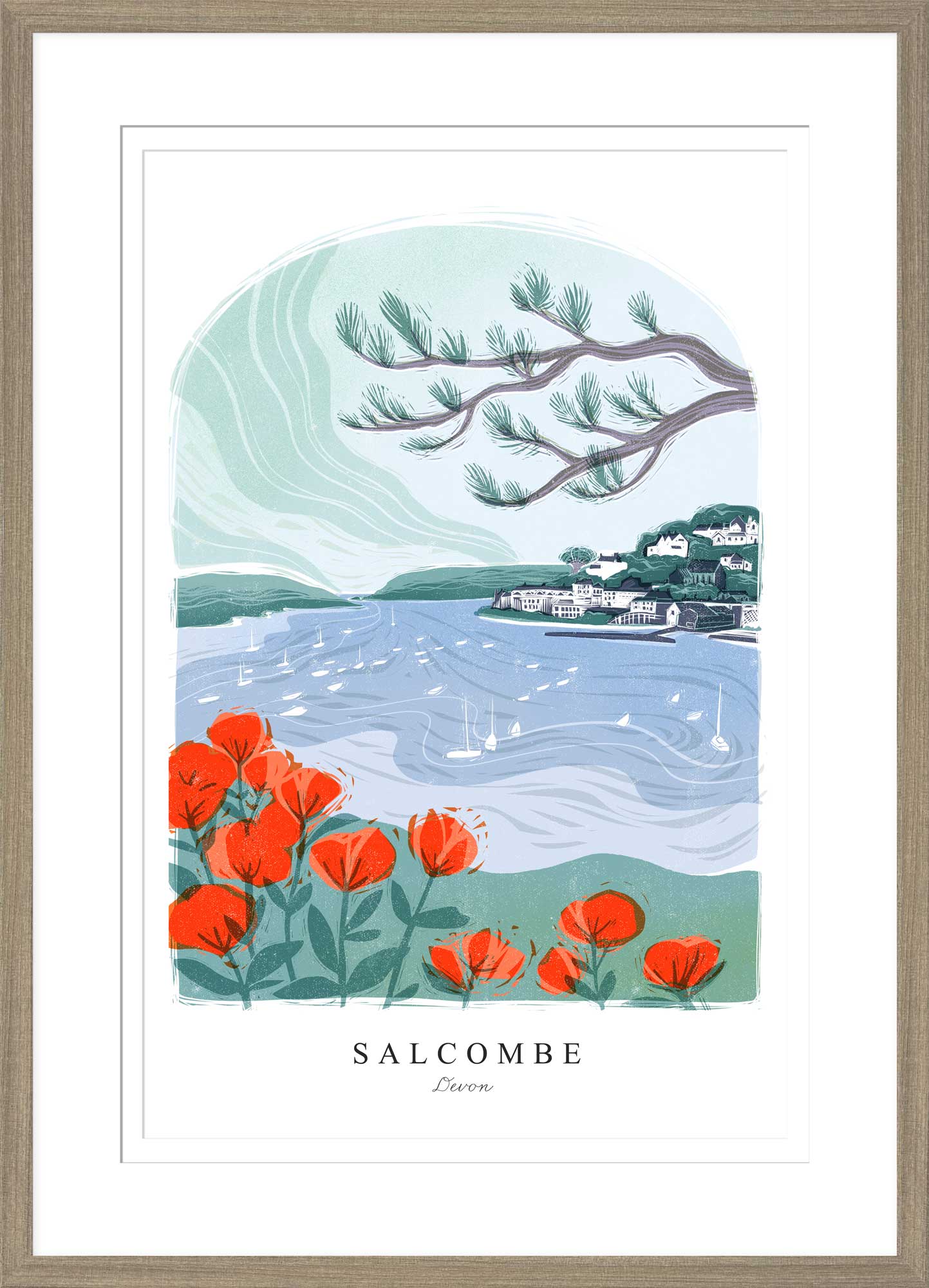 Salcombe Arched Lino Framed Print