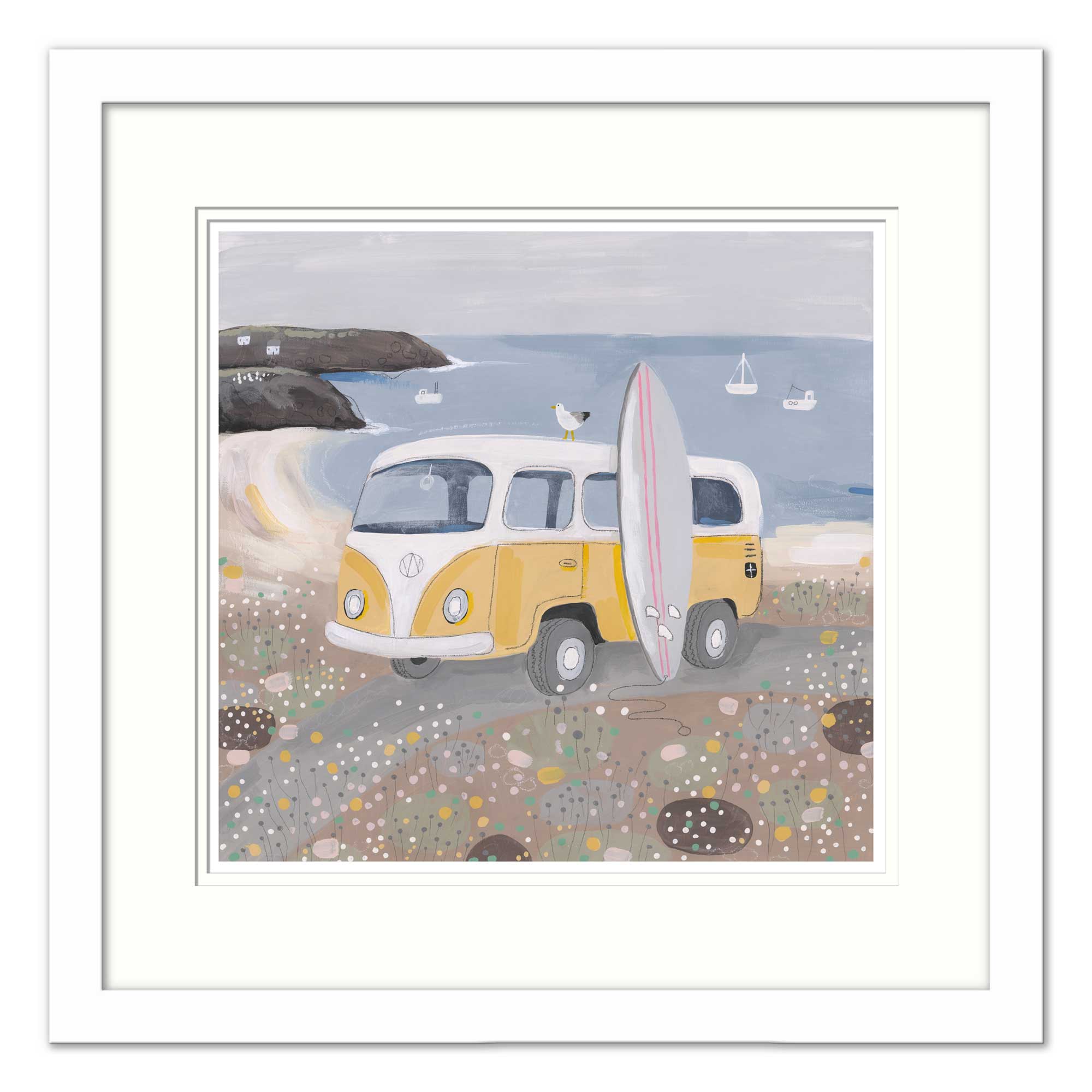 Yellow Camper Med Framed Print