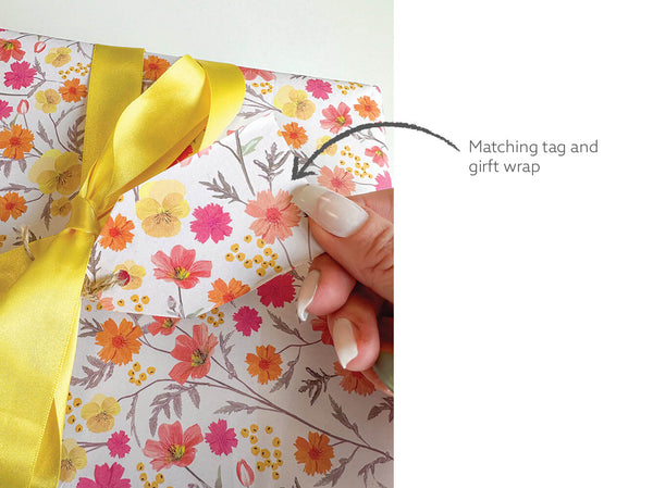 matching floral gift tag and wrap